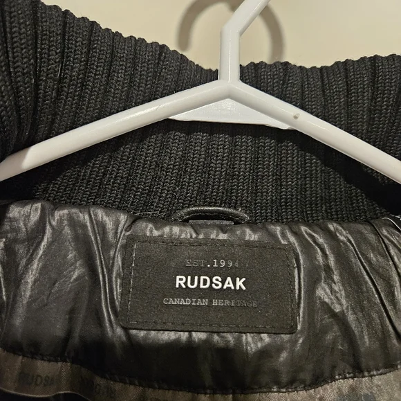 Rudsak black coat with leather sleeves size S - Picture 6 of 7